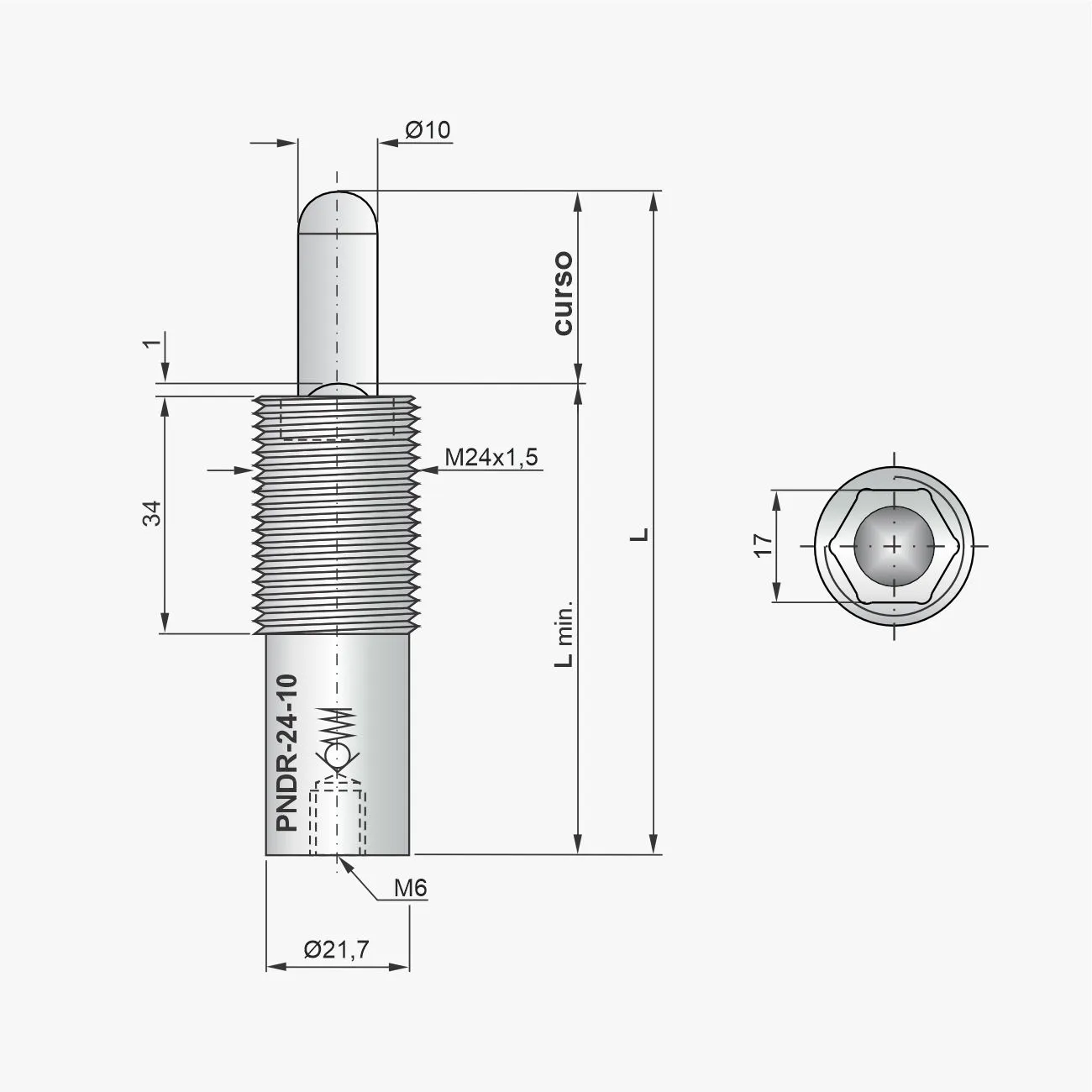 Desenho técnico do destacador PNDR-24