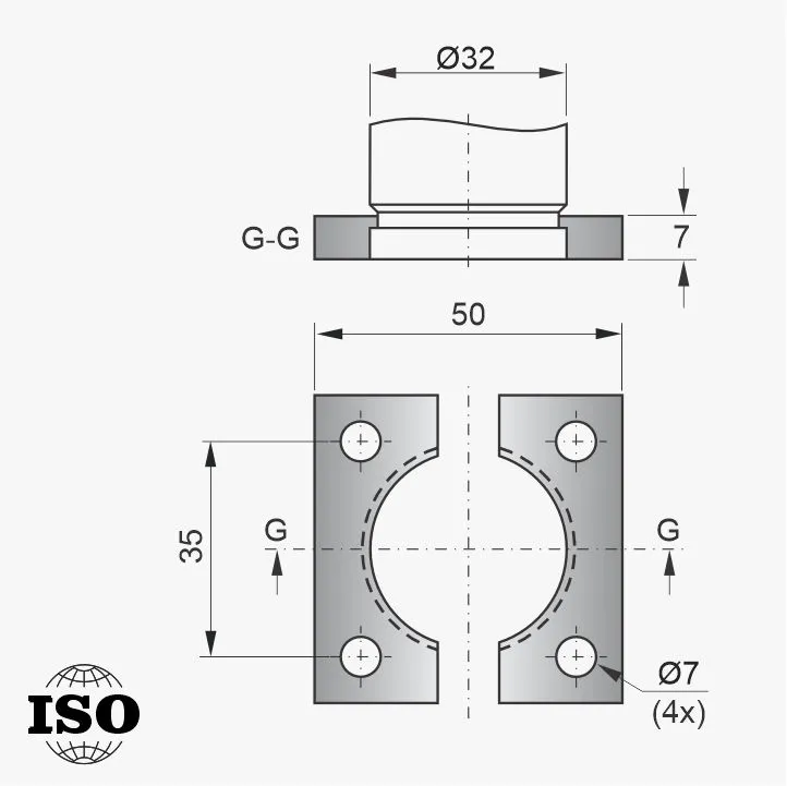 Flange PNB-55-032 - Desenho Técnico