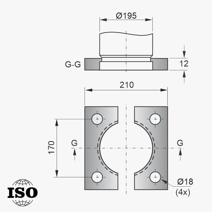 Flange PNB-55-195 - Desenho Técnico