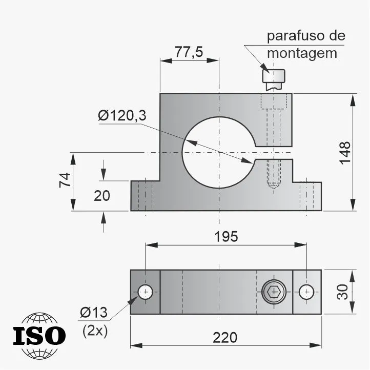 Flange PNB-57-120 - Desenho Técnico