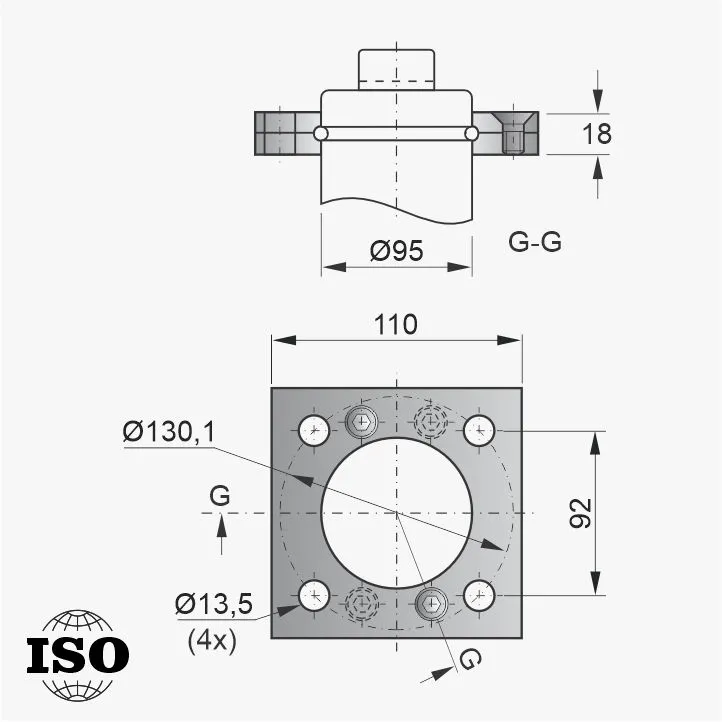 Flange PNB-65-095 - Desenho Técnico