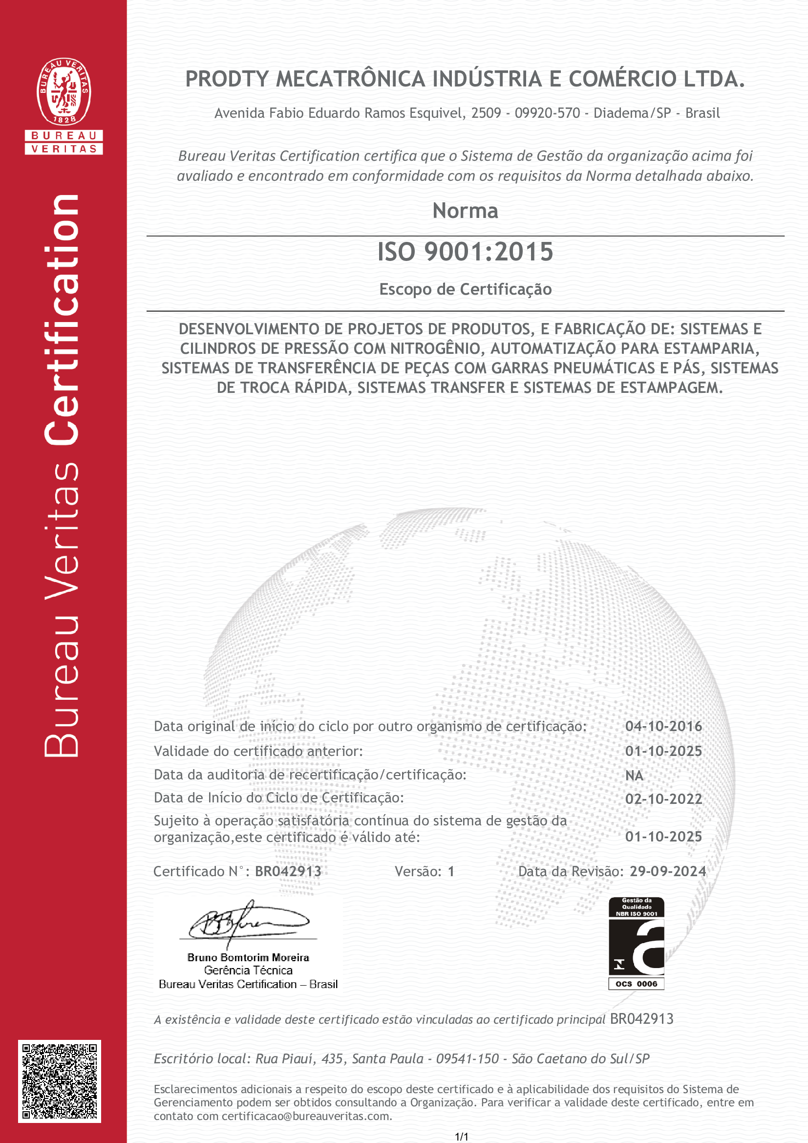 Certificado ISO 9001:2015